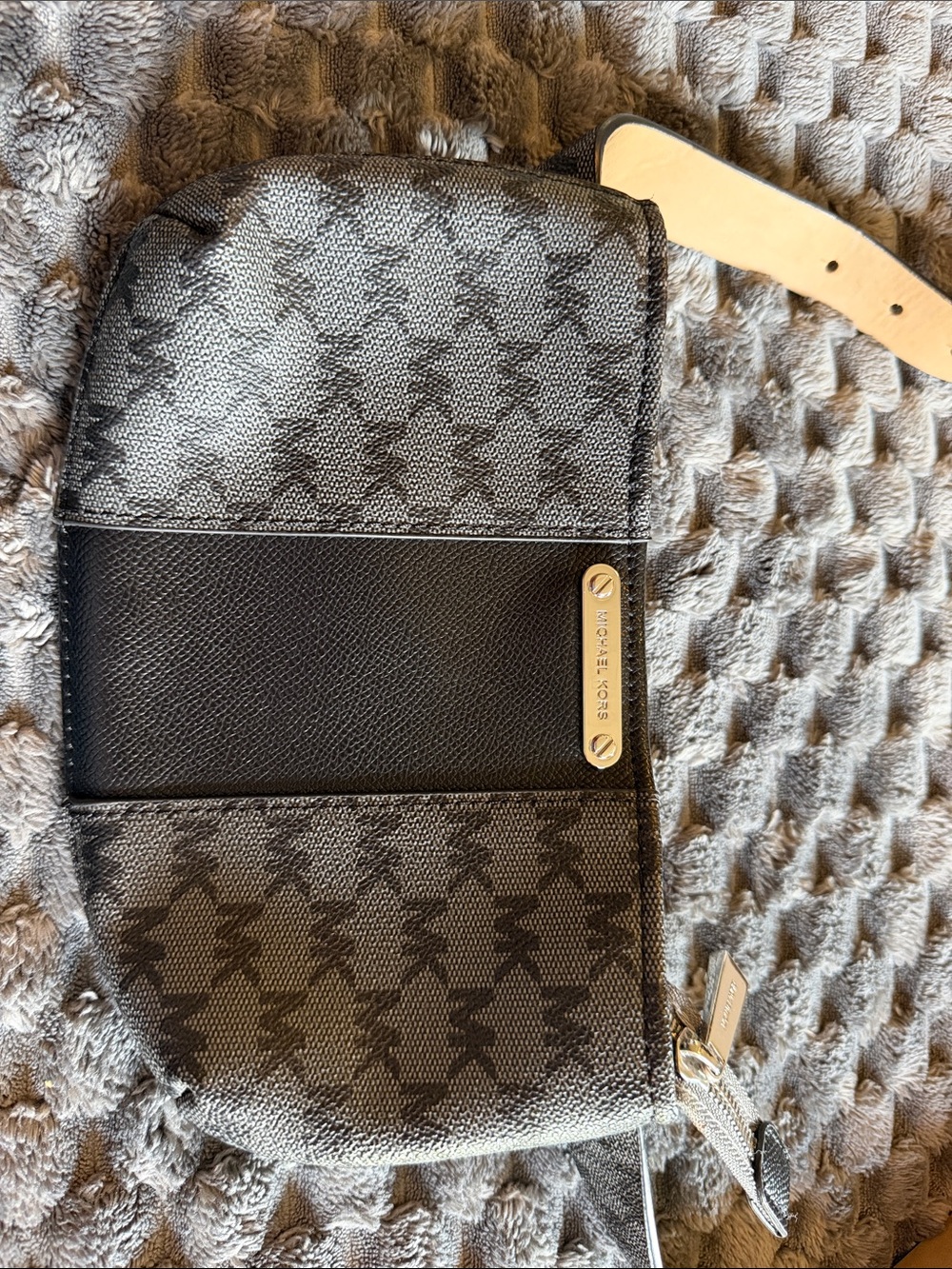 Michael Kors Black and Gray Monogram belt bag
